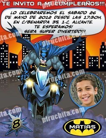 Invitación cumpleaños Batman #02 con Foto | Digital Imprimible Piruchita