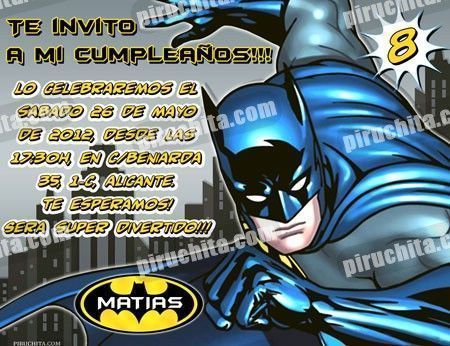 Invitación cumpleaños Batman #03 | Digital Imprimible Piruchita