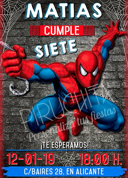 Invitación cumpleaños Spiderman #01 | Digital Imprimible Piruchita