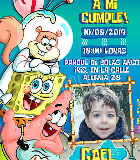 Invitacion De Cumpleaños Bob Esponja